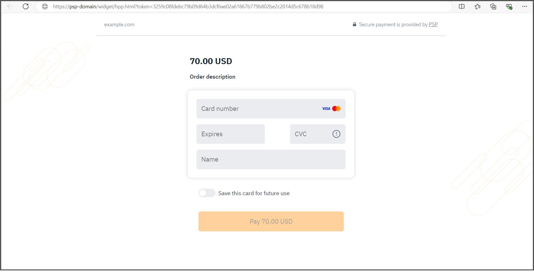 Payment page on Way2Pay domain